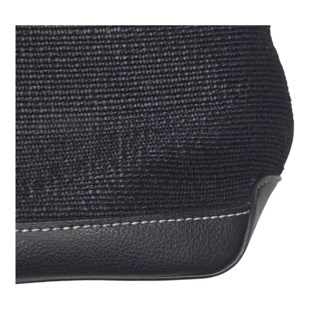 Etienne Aigner Womens Black Woven Jute Leather Shoulder Bag